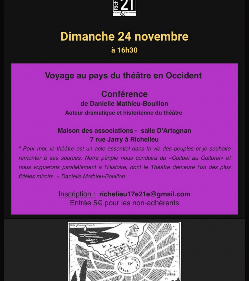 Conférence Voyage au pays du théâtre en Occident Richelieu 24 novembre 2024