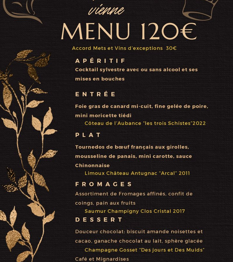 Menu Saint Sylvestre 2024