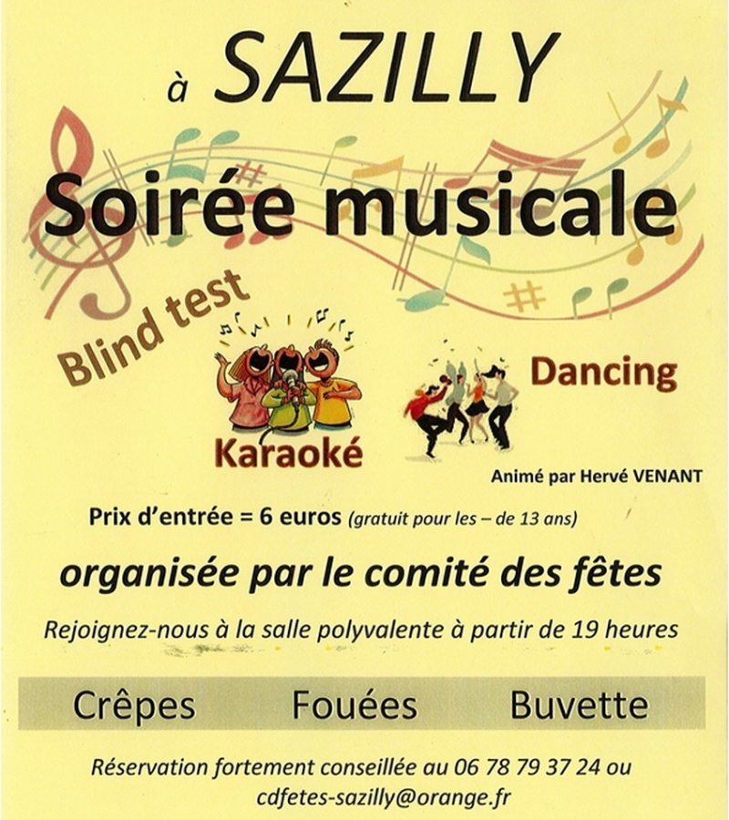 Soirée musicale Sazilly 23 novembre 2024